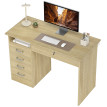 Bureau Dorno Informatique 5 Tiroirs Verrouillable Style Chêne Naturel Élégante