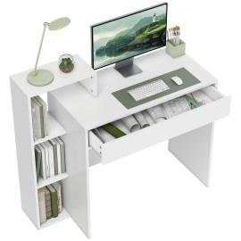 Bureau Javalambre Compact Rangement Étagères Tiroir Blanc 100x40x90cm