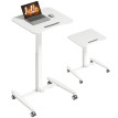 Bureau Emanuele Assis-Debout Mobile Réglable Inclinable Blanc 2-en-1