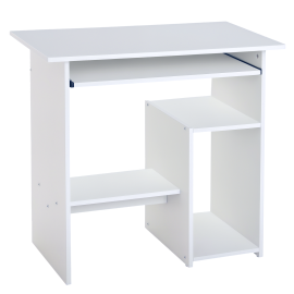 Bureau Ortwin Compact Effet Bois Blanc Gain de Place Rangement Intégré 80 cm
