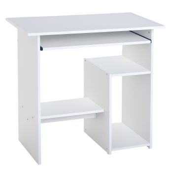 Bureau Ortwin Compact Effet Bois Blanc Gain de Place Rangement Intégré 80 cm