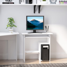 Bureau Ortwin Compact Effet Bois Blanc Gain de Place Rangement Intégré 80 cm