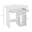 Bureau Ortwin Compact Effet Bois Blanc Gain de Place Rangement Intégré 80 cm