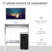 Bureau Ortwin Compact Effet Bois Blanc Gain de Place Rangement Intégré 80 cm