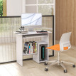 Bureau Ortwin Compact Effet Bois Blanc Gain de Place Rangement Intégré 80 cm