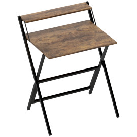 Bureau Neifile Pliable Design avec Étagère Noir Bois Vieilli Gain de Place