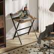 Bureau Neifile Pliable Design avec Étagère Noir Bois Vieilli Gain de Place