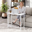 Bureau Crowfield Pliable à Roulettes Compact Blanc Effet Bois 80x40 cm
