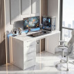 Bureau Fenbrook Informatique 4 Tiroirs Blanc Laqué Élégant et Fonctionnel