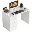 Bureau Fenbrook Informatique 4 Tiroirs Blanc Laqué Élégant et Fonctionnel
