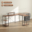 Bureau Isambard Industriel Modulable L ou Linéaire Noir & Bois Naturel 168-240 cm