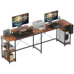 Bureau Isambard Industriel Modulable L ou Linéaire Noir & Bois Naturel 168-240 cm