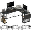 Bureau Amelia Modulable Industriel Acier Noir Effet Bois Naturel Ergonomique