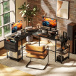 Bureau Amelia Modulable Industriel Acier Noir Effet Bois Naturel Ergonomique