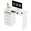 Bureau Mendata Design Épuré 3 Tiroirs Coulissants Étagère Alu Blanc
