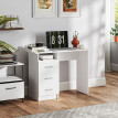 Bureau Mendata Design Épuré 3 Tiroirs Coulissants Étagère Alu Blanc