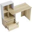 Bureau Eckhard avec tiroir sécurisé et étagères effet bois chêne blanc 126 cm
