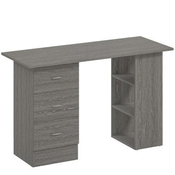 Bureau Cécile Polyvalent Aspect Bois Gris Rangement Élégant 120 cm