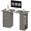 Bureau Cécile Polyvalent Aspect Bois Gris Rangement Élégant 120 cm