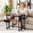 Bureau Fiorenzo pliable mobile avec étagère effet bois vieilli pratique et compact