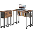 Bureau Fiorenzo pliable mobile avec étagère effet bois vieilli pratique et compact
