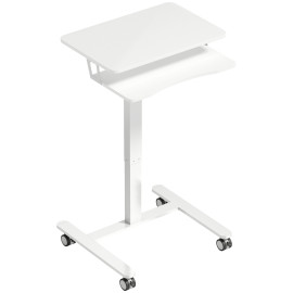 Bureau Heledd Assis-Debout Mobile Réglable Ergonomique Blanc MDF Acier 2 en 1