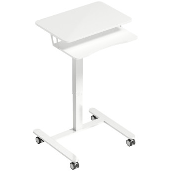 Bureau Heledd Assis-Debout Mobile Réglable Ergonomique Blanc MDF Acier 2 en 1