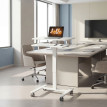 Bureau Heledd Assis-Debout Mobile Réglable Ergonomique Blanc MDF Acier 2 en 1