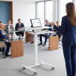 Bureau Heledd Assis-Debout Mobile Réglable Ergonomique Blanc MDF Acier 2 en 1