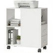 Table d’appoint mobile Yvain rangement design 2 tiroirs roulettes blanc