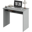 Bureau Falkenthal Multifonction Compact Gris avec Étagère Intégrée pour Espace Optimisé