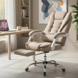 Fauteuil Kendric Bureau Massant Chauffant Confort Ergonomique Beige