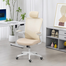 Fauteuil Jarrowmere Ergonomique Réglable Appui-Tête Support Lombaire Beige