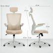 Fauteuil Jarrowmere Ergonomique Réglable Appui-Tête Support Lombaire Beige