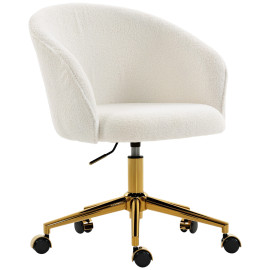 Fauteuil Colwyn Bureau Design Douceur Teddy Assise Réglable Crème Doré 360°