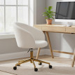 Fauteuil Colwyn Bureau Design Douceur Teddy Assise Réglable Crème Doré 360°