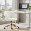 Fauteuil Colwyn Bureau Design Douceur Teddy Assise Réglable Crème Doré 360°