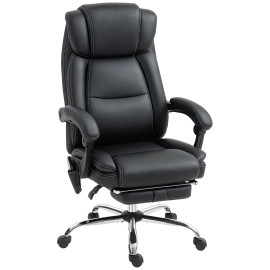Fauteuil Noireval Massage Chauffant Inclinable Repose-Pieds Noir Ergonomique
