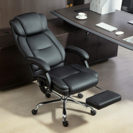 Fauteuil Noireval Massage Chauffant Inclinable Repose-Pieds Noir Ergonomique