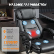 Fauteuil Noireval Massage Chauffant Inclinable Repose-Pieds Noir Ergonomique