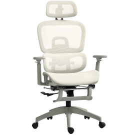 Fauteuil de bureau Erbanno ergonomique confortable inclinable accoudoirs 3D soutien lombaire maille respirante écru