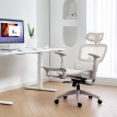 Fauteuil de bureau Erbanno ergonomique confortable inclinable accoudoirs 3D soutien lombaire maille respirante écru