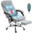 Fauteuil Yoland Bureau Massant Chauffant Ergonomique Tissu Gris Clair
