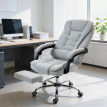 Fauteuil Yoland Bureau Massant Chauffant Ergonomique Tissu Gris Clair