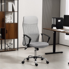 Fauteuil Meriadec design ergonomique bureau manager gris respirant réglable