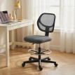 Chaise Bureau Sainteval Assise Haute Réglable Ergonomique Tissu Maille Gris
