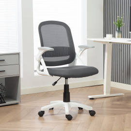 Chaise Plumford Ergonomique Pivotante Accoudoirs Relevables Maille Gris Bureau