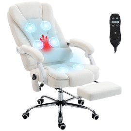 Fauteuil Domodossola Bureau Massant Chauffant Inclinable Blanc Ergonomique Confort