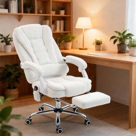 Fauteuil Domodossola Bureau Massant Chauffant Inclinable Blanc Ergonomique Confort