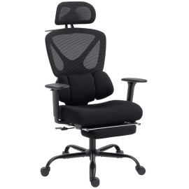 Fauteuil Longmarsh ergonomique inclinable 135° repose-pieds noir confort pro